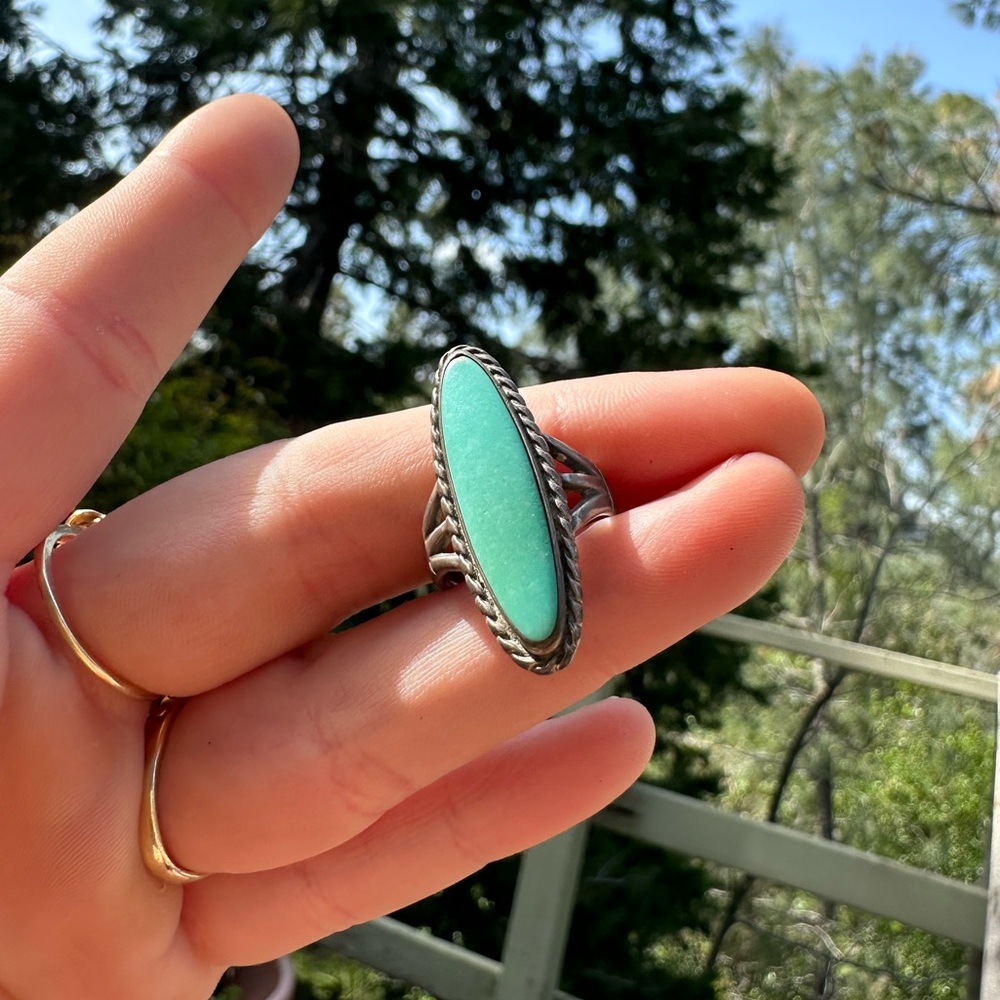 Genuine Turquoise Ring 925 Silver